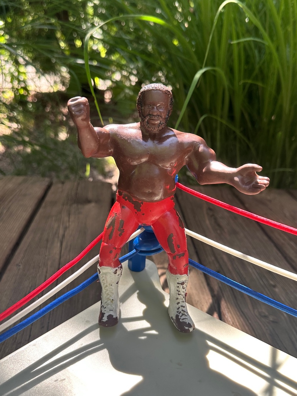 Vintage 1984 LJN WWF WWE Junkyard Dog With Collar And Red Chain Wrestling Figure
